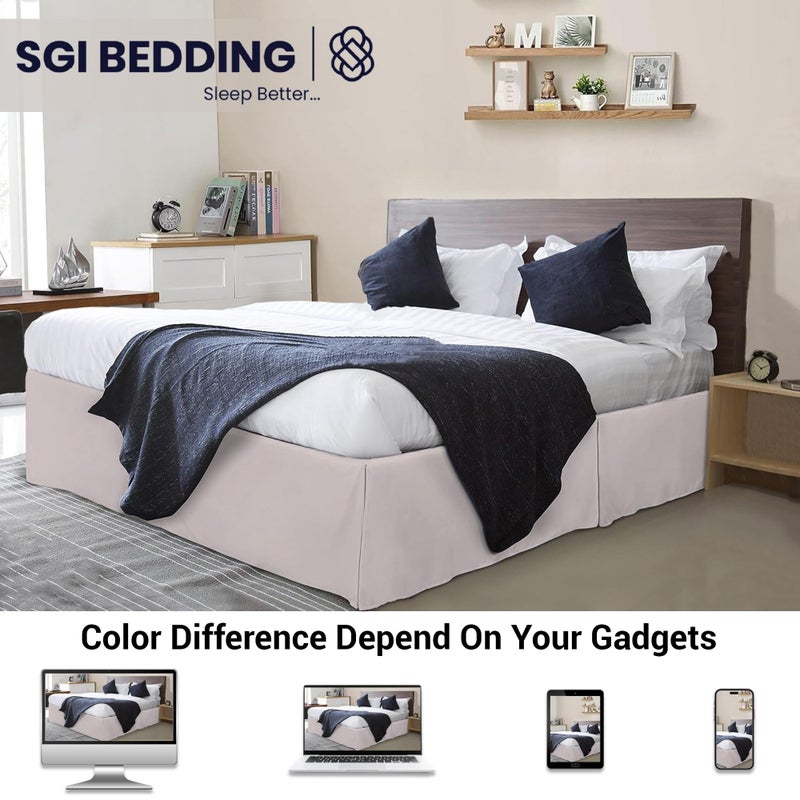 SGI Bedding 12 inch Drop Bed Skirt Full Size - Platform Style with Secure Fit, Classic Tailored Look, Elegant Pleated Style Dust Ruffle, Split Corners, Wrinkle Resistant Microfiber - Warm Grey - Image 2